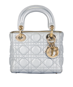 Mini Lady Dior, Leather, Silver, 02-MA-0127, S, 2*